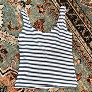 Bershka Blue and White Striped Tank Top